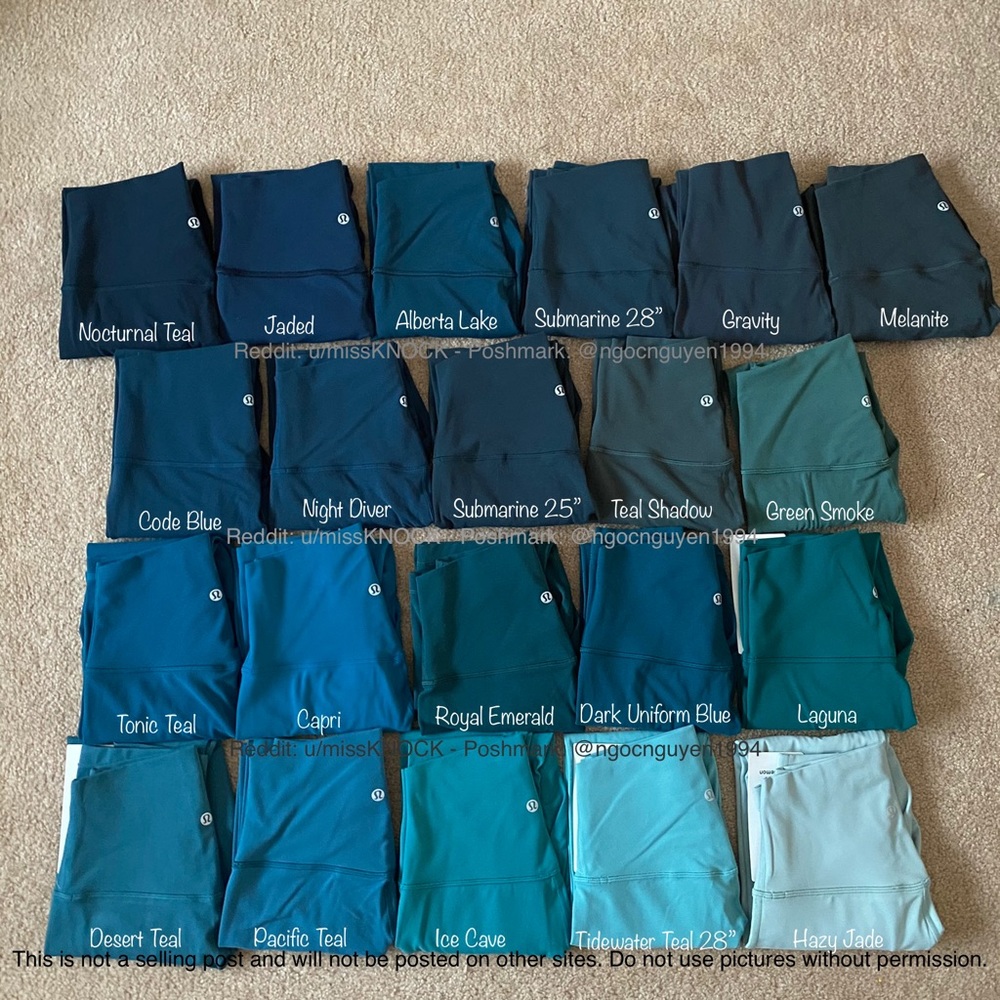 NOT FOR SALE - Lululemon Align Teals Collection